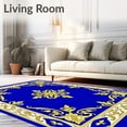 thumbnail image 2 of ODIKA 5'x7' Machine Washable Non-Slip Area Rug, Floral Damask Heritage Luxe Palatial Baroque Scroll Embellished High Traffic Rug with Pad, Blue, 585857, 2 of 8