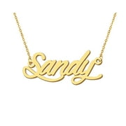 Aoloshow Sandy Pendant Name Necklace Scripted Nameplate Necklace for Family Best Friends Christmas Gift