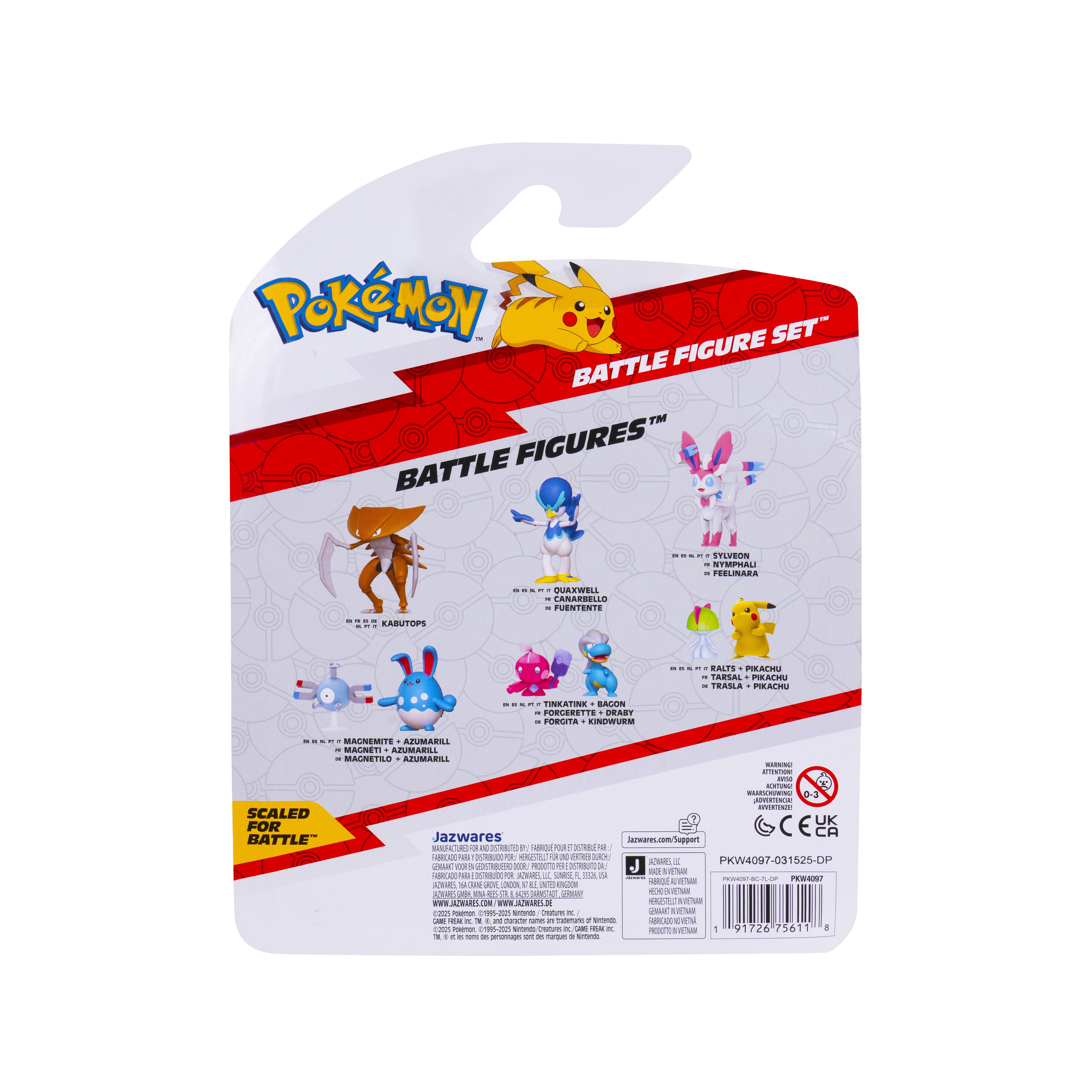 Pokemon Battle Figure Set - Collectible Gible, Pikachu & Galarian Ponyta Figures