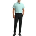 thumbnail image 2 of INSPIRE CHIC Men's Solid Dress Shirts Short Sleeve Cotton Regular Fit Button Down Formal Oxford Shirt XL Green, 2 of 4
