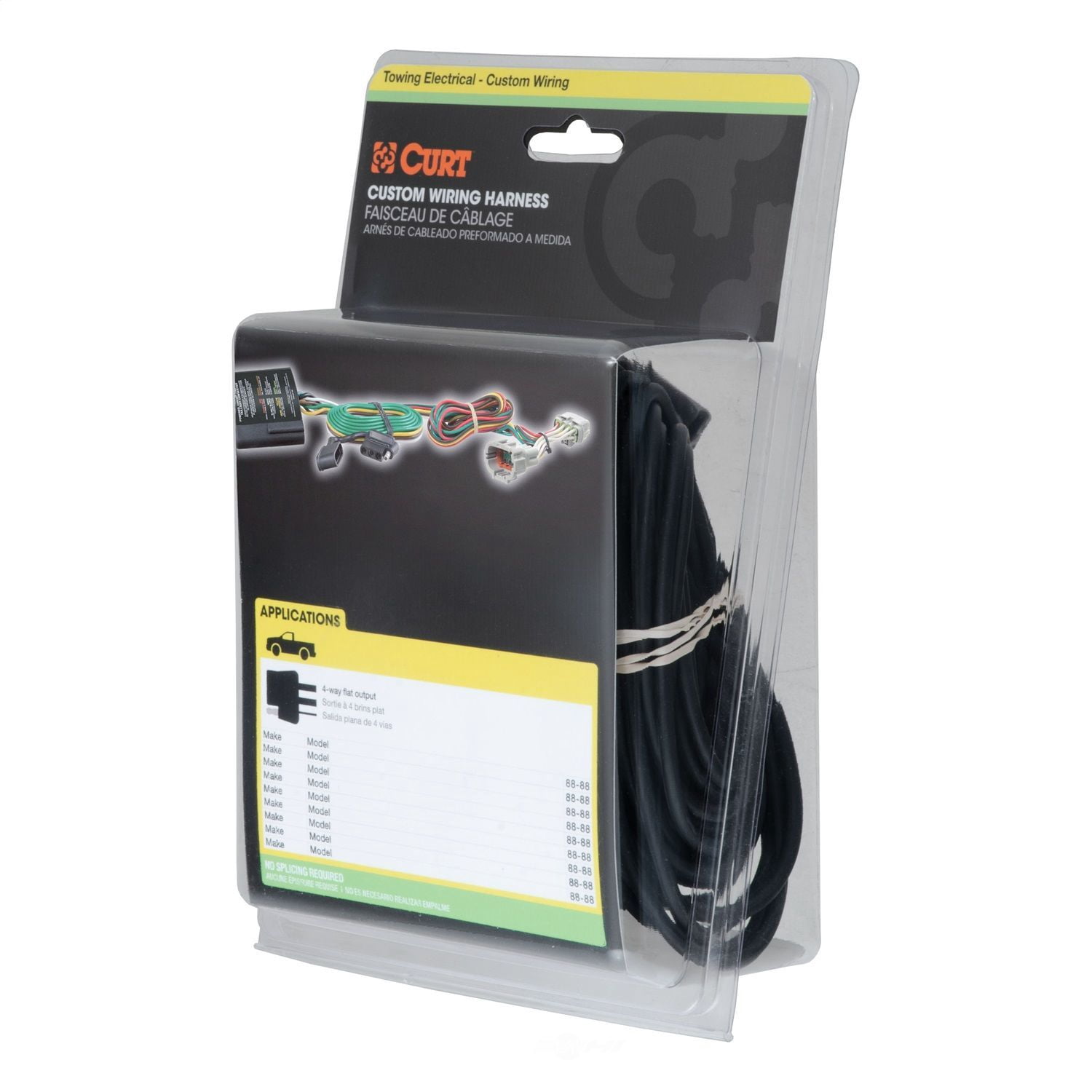 CURT 56462 Custom Wiring Harness; 4-Way Flat Output; Select Ford Bronco, Compatible with Select