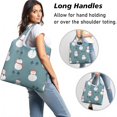 thumbnail image 2 of 5 Pack Foldable Shopping Bag,Blue Christmas Snowman Pattern Reusable Grocery Bags with Pockets,Large Reusable Tote Bags with Handles Waterproof & Lightweight, 2 of 6