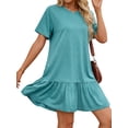 thumbnail image 4 of MOSHU Crew Neck Dresses for Women Short Sleeve Women Dresses Casual Swing Babydoll Midi Dress with Pockets, 4 of 12