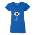 thumbnail image 2 of Wild Bobby Faith Flower Script Inspirational/Christian Women Standard V-Neck Tee, Royal, X-Large, 2 of 6