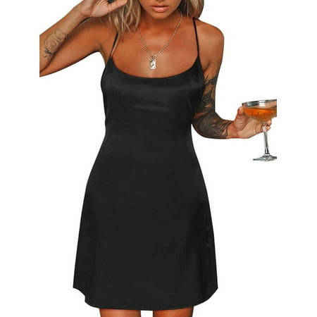 

Cilcicy Women Thin Shoulder Strap Nighty Slip With Thong Wedding Sleep Dress