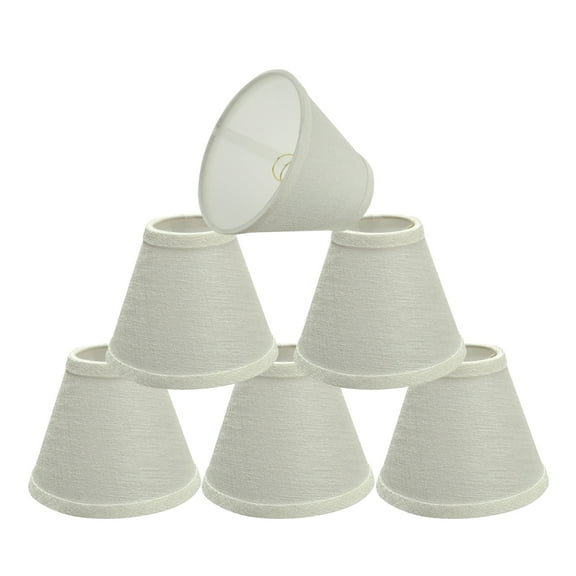 Aspen Creative 32119-6 Small Hardback Empire Shape Chandelier Clip-On Lamp Shade Set (6 Pack), Transitional Design in Pearl Linen, 6" bottom width (3" x 6" x 5")