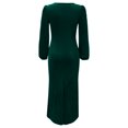 thumbnail image 4 of Sngxgn Women's Fall Elegant Dress Long Sleeve Crewneck Tie Waist Slim Rib Knit Slit Bodycon Midi Dress(GN2,XL), 4 of 7