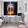 thumbnail image 5 of Baseball Kitchen Curtains 72 Inch Length, Sports Theme Gradient Orange Blue Black Grommet Top Bedroom Living Room Curtains, Light Filtering Cafe Curtain Drapes 2 Panels Set 104''x72'', 5 of 9