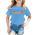 thumbnail image 1 of PMVFHDE Hauts pour Fille Tendance Été T-Shirts Graphiques pour Fille Hauts Tendance pour Fille T-Shirts & Blouses Tendance Manches Courtes Col Rond pour Enfants avec Imprimés Mensuels Bleu, 7-8 Ans, 1 of 4