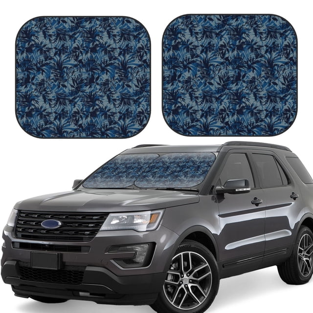 Fotbe Hawaiian Style Juego de 2 Piezas de Parasoles para Parabrisas | Bloqueador Solar para Auto | Accesorios Plegables para Protección Solar Interior-Small