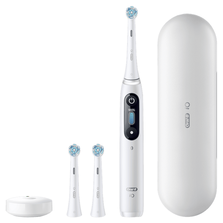 Oral-B iO Series 8 Electric Toothbrush with 3 Brush Heads, White Alabaster