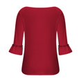 thumbnail image 3 of 3/4 Sleeve T-shirt for Women Ruffled Tops Solid Color Top Spring Blouse, 3 of 4