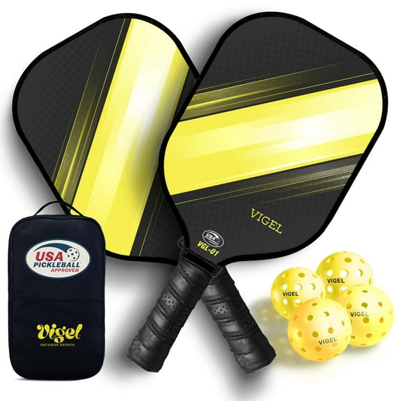 Vigel Pickleball Paddle Set - USA Pickleball Approved Pickleball Rackets - Honeycomb Core with Multilayer Fiberglass Surface