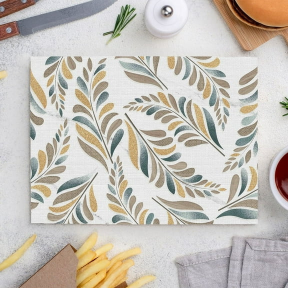 Place Mats Set,Decorative Table Place Mats For For In Door Dinning,Heat Insulation Stain Resistant Table Mats(Leaf)