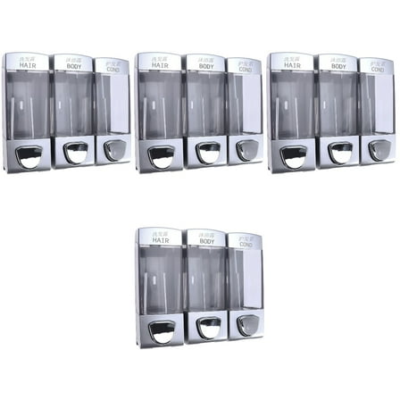 Mobestech Wall Mount Transparent Dispenser 4Pcs for Shampoo and Conditioner