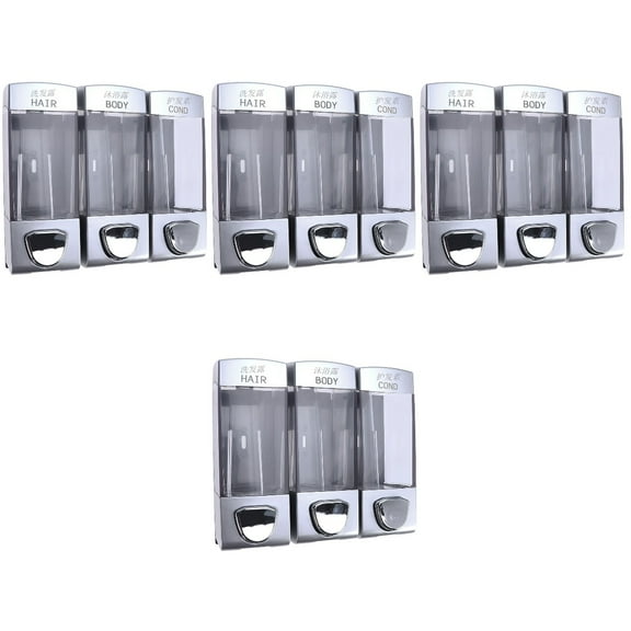 Mobestech Wall Mount Transparent Dispenser 4Pcs for Shampoo and Conditioner