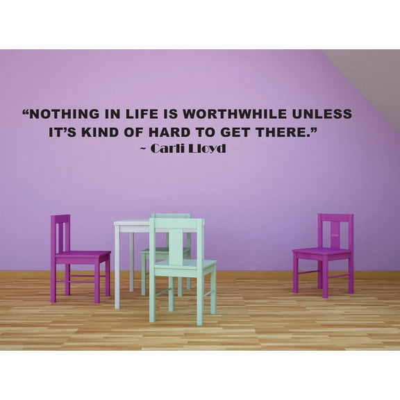 Nothing In Life Is Worthwhile Unless Its Kind Of Hard To Get There Carli Lloyd Sports Motivation Life Quote Custom Wall Decal Vinyl Sticker Art Lettering 8 Inches X 30 Inches