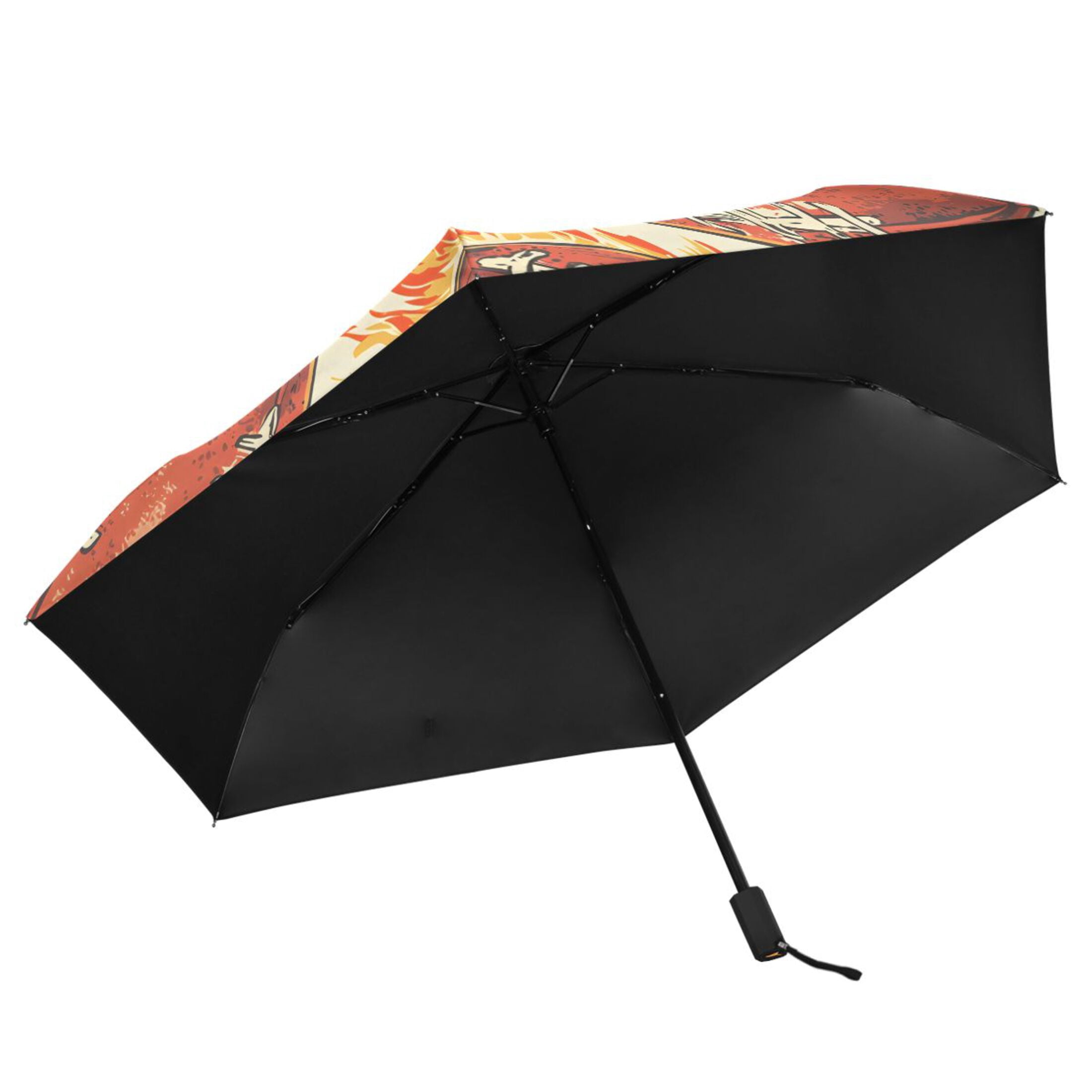 ALAZA Rugby Football Fire UPF 50+ Compact Folding Umbrella for Rain Travel Umbrella Packable