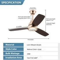 42 inch Modern Ceiling Fan Light W/ Remote Control for Bedrooms Living Rooms