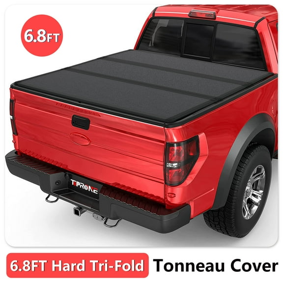 TOPRONE Hard Tri-Fold Tonneau Cover Fits 1999-2024 F-250 F-350 SuperDuty with 6.75' (81.9in) Truck Bed | On Top |