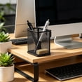 thumbnail image 3 of Mesh Hanging Pen Cup, Detachable Office Cubicle Wall Mount Pen Holder, Metal Mesh Desk Organizer Caddy for Pens, Scissors, Makeup Brushes & Small Accessories 3.54*2.17*3.74 Inch, 3 of 6
