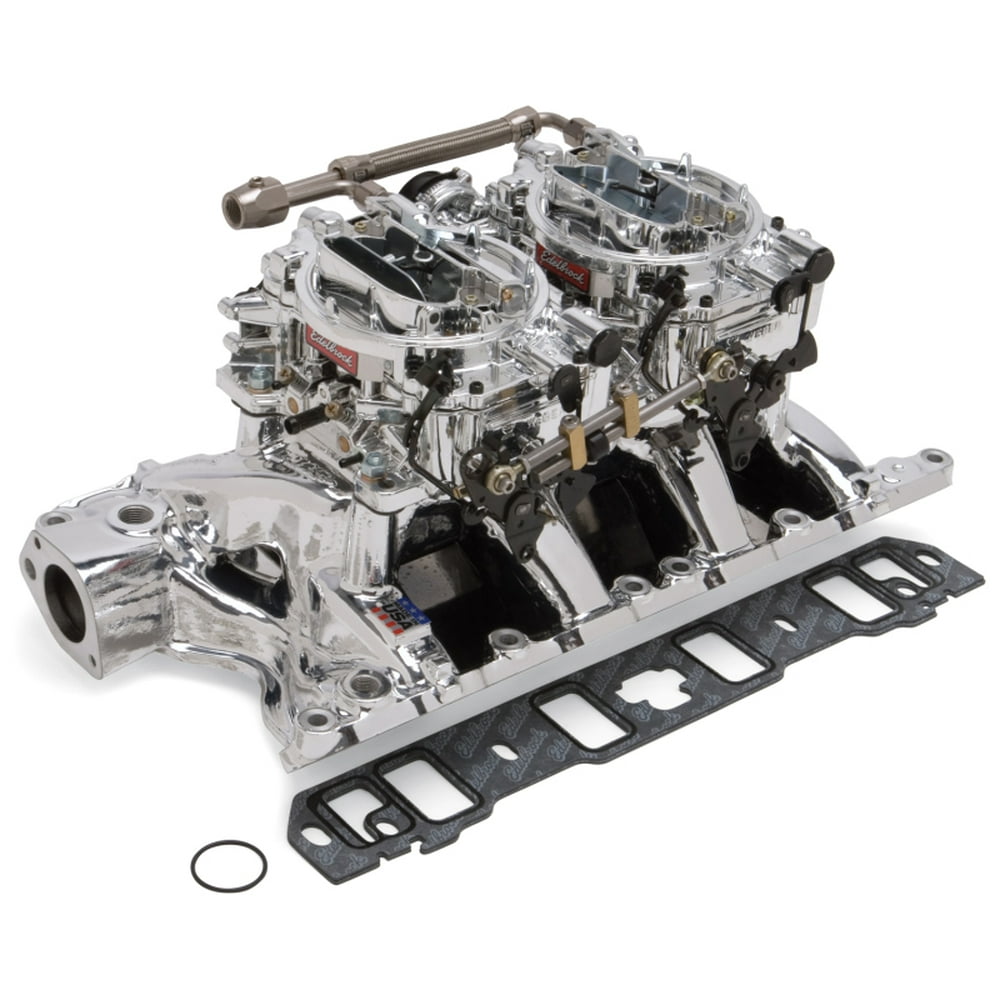 Edelbrock Dual Quad Kit RPM AirGap 351W Ford Endurashine Finish