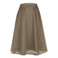 thumbnail image 4 of Mrat Maxi Skirt with Pockets Women's Work Wear Skirt Casual High Waisted Button Midi Skirts Vintage A-line Double Layered Mesh Skirt S-339 Khaki 3XL, 4 of 9