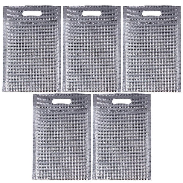 5PCS Tote Fast Food Bag Zipper Self-styled Food Bag Aluminum Foil Insulation Bag Disposable Fast Food Freezer Bags Thickening Food Storage Bag Heat Pr