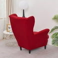 thumbnail image 4 of Wing Chair Slipcovers, 2 Piece Stretch Wingback Chair Cover Soft Velvet Armchair Covers with Elastic Bottom for Living Room Bedroom, 4 of 10