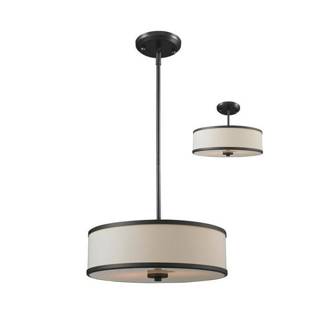 Z-Lite Cameo 3 Light Convertible Pendant in Creme and Bronze