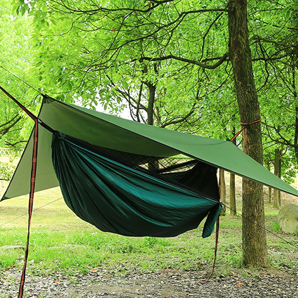 Rain Cover Tent Tarp Waterproof Outdoor Mat Camping Hammock With Mosquito Net 