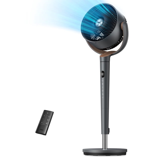Dreo Ventilador para recámara, ventilador oscilante de 120°+120°, motor CC, circulador de aire de 85 pies para toda la habitación, 8 velocidades, 3 modos, ventiladores de pedestal silenciosos, 23dB,
