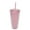 Pink, variant on 24Oz flat plastic cup with lid and straw, reusable oversized cup, without bisphenol A.-Pink