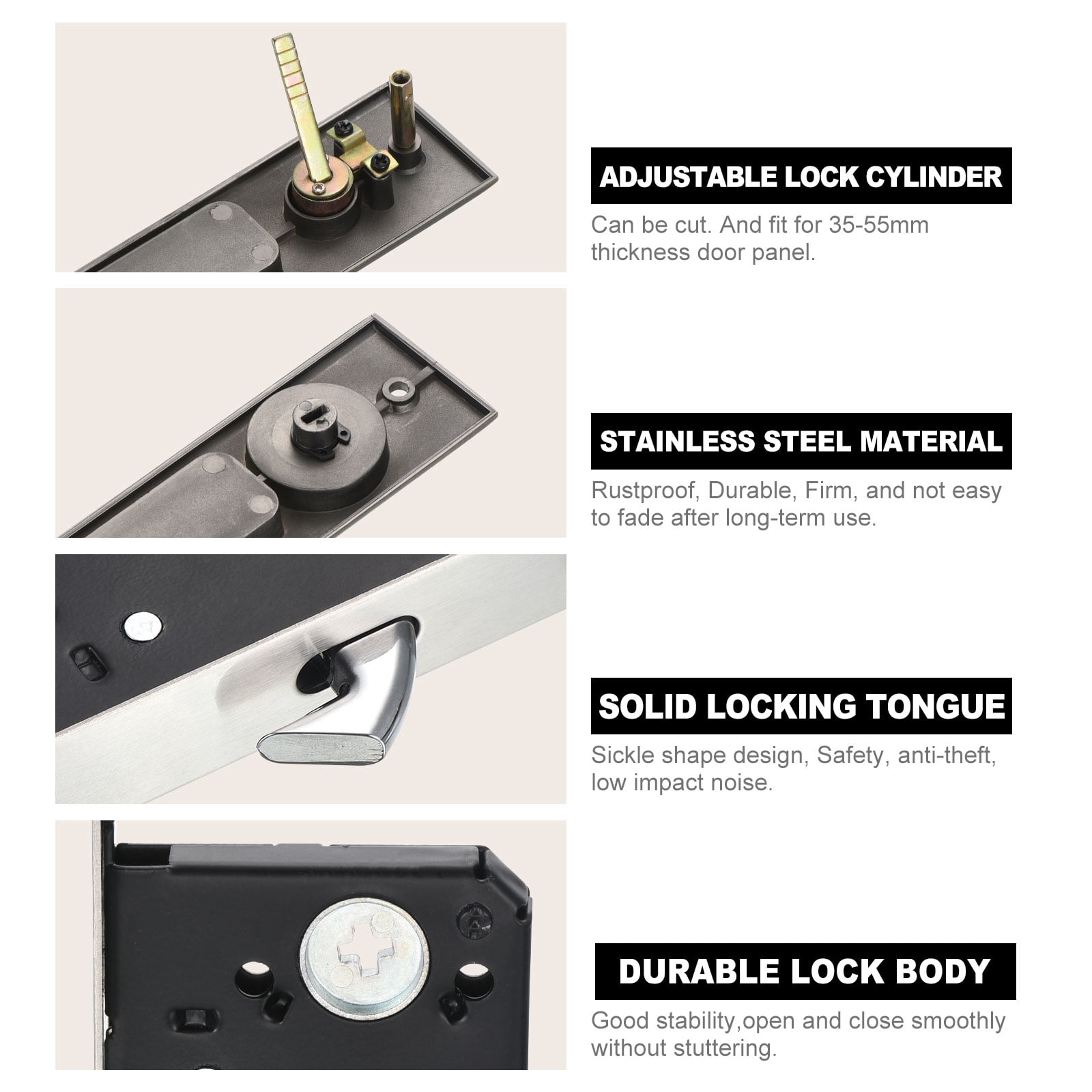 Unique Bargains Sliding Door Lock Invisible Recessed Handle Latch Door Hardware Lock Bronze
