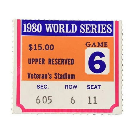 Sports Integrity 20092 1980 World Series Game 6 Upper 600 Section Ticket Stub Phillies vs Royals