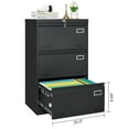 thumbnail image 3 of 3 Drawer File Cabinet, Office Vertical Files Cabinet with Lock, Heavy Duty Metal File Cabinet for Home, Office, Legal, Letter, A4, Black, 3 of 9