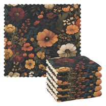 Yayeee 6 Pack Kitchen Dish Cloths for Washing Dishes Soft Absorbent Microfiber Towels, Dark Floral Pattern