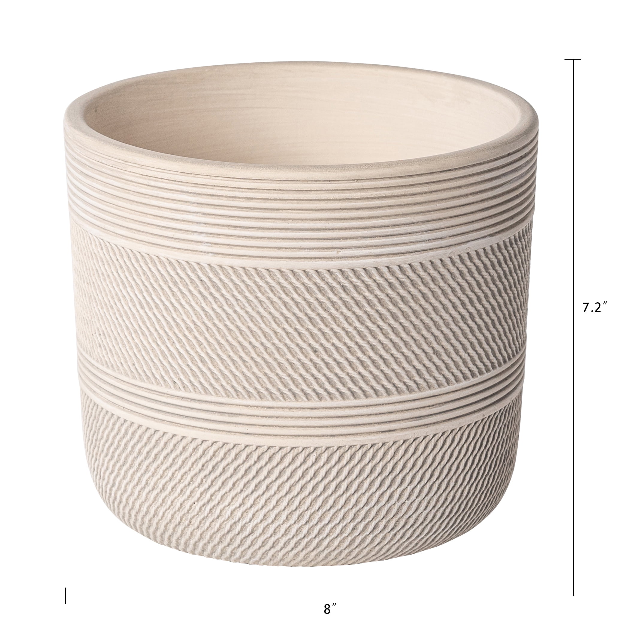 Better Homes & Gardens 8" Ceramic Grooved Pot-White