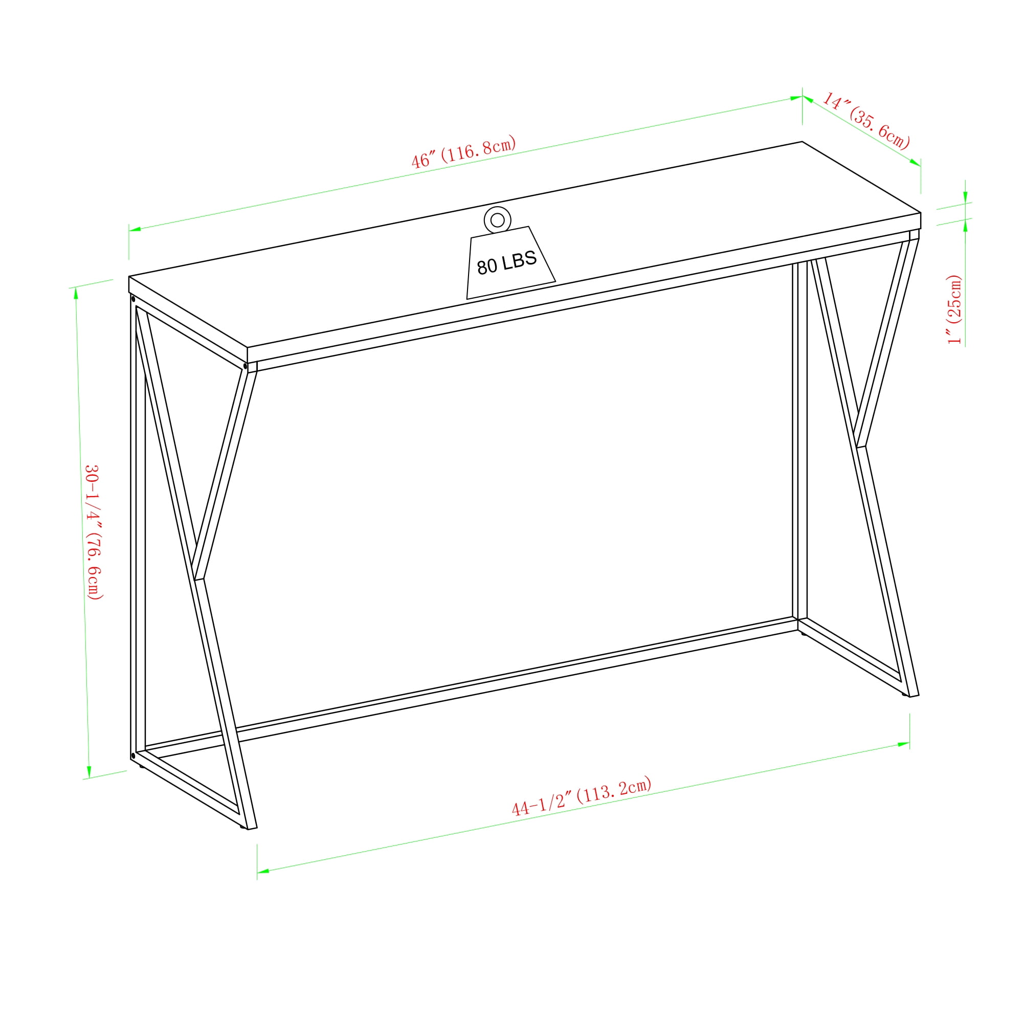 Manor Park Glam Modern Open Entryway Table, Faux Grey Vein Marble