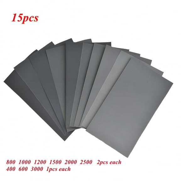 CCOCC 400 600 3000 800 1000 1200 1500 2000 2500 Grit Sandpaper Wet/Dry 15pcs/Set