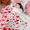 thumbnail image 4 of Castle Fairy Romantic Stripes Love Heart Twin Bedding Sets 7-Piece for Kids Teens Adults,Valentine's Day Festival Bedding Comforter Set Microfiber,Red White Breathable Sheet Sets, 4 of 8