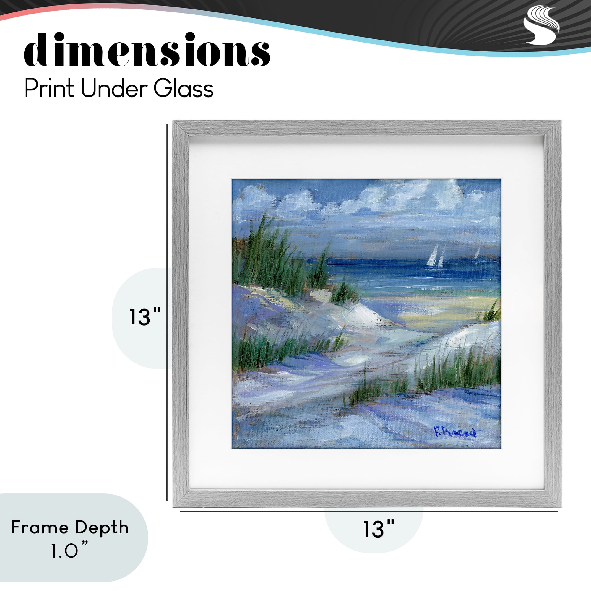 Stupell Industries Crooked Island Dunes & Sailboats Gray Framed Print Under Glass, design by Paul Brent