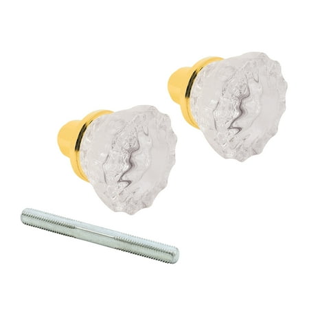 Fluted Glass Door Knobs with Brass Plated Bases  2 in. Outside Diameter  Indoor Use