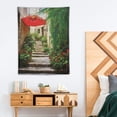 thumbnail image 2 of ONETECH  Mediterranean Tapestry, Narrow Street with Flowers Rural Wine Town in Southern France Provinces Photo, Wall Hanging for Bedroom Living Room Dorm Decor Grey Green, 2 of 7