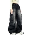 thumbnail image 1 of hengsof Girl's Fashion Cargo Pants Spring Summer Solid Color Elastic Waist Multi Pocket Casual Joggers Suitable for Children Aged 4-15, 1 of 8