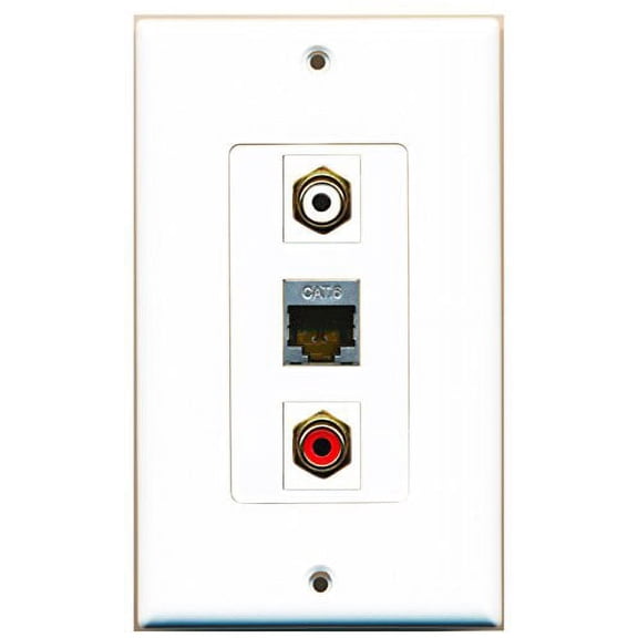 RiteAV - 1 Port RCA Red and 1 Port RCA White and 1 Port Shielded Cat6 Ethernet Decorative Wall Plate Decorative
