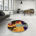 thumbnail image 4 of Ahgly Company Machine Washable Indoor Round Abstract Brown Area Rugs, 8' Round, 4 of 7