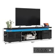 thumbnail image 6 of 83" High Gloss LED TV Stand with Fireplace Slot & Mounting Kit for 75" 85" 90" TVs, Modern Entertainment Center with Power Outlet, Fits 40" Electric Fireplace (Fireplace NOT Included), 6 of 8