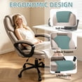 thumbnail image 5 of Walsunny High Back Leather Office Chair, Ergonomic Big and Tall Office Chair, Executive Home Office Desk Chair, Swivel Leather Chair for Work, Study, Gaming, Beige, 5 of 8