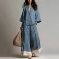 thumbnail image 3 of Iyufng Women's Summer Outfits 3/4-Sleeve V-Neck Top and Pants Set Relaxed and Casual 2 Piece Sets, 3 of 5